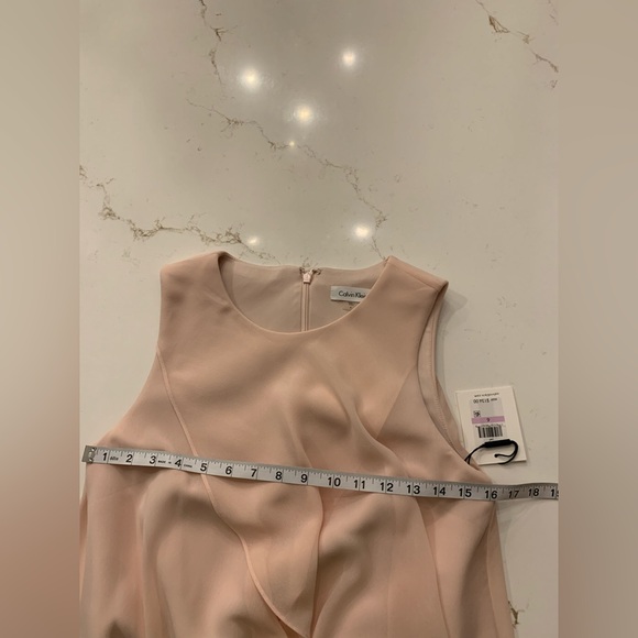Calvin Klein Chiffon Popover Midi Dress Pale Pink Women’s Size 6 NEW - Picture 7 of 11